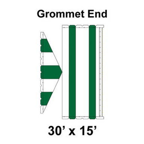 30' x 15' Gable Frame Tent Grommet End, 16 oz. Ratchet Top, White and Forest Green 30' x 15' Gable Frame Tent Grommet End, 16 oz. Ratchet Top, White and Forest Green