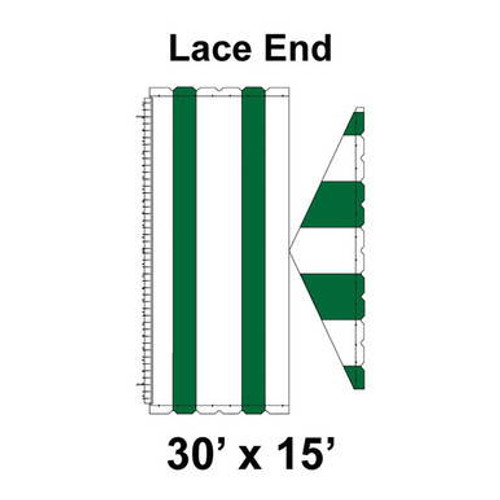 30' x 15' Gable Frame Tent Lace End, 16 oz. Ratchet Top, White and Forest Green 30' x 15' Gable Frame Tent Lace End, 16 oz. Ratchet Top, White and Forest Green