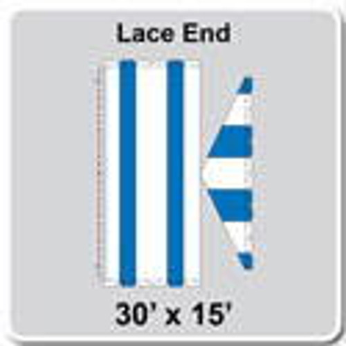 30' x 15' Gable Frame Tent Lace End, 16 oz. Ratchet Top, White and Blue-product-main_image -product-main_image