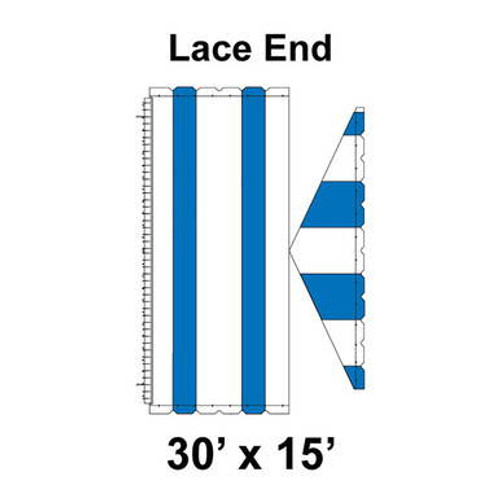 30' x 15' Gable Frame Tent Lace End, 16 oz. Ratchet Top, White and Blue 30' x 15' Gable Frame Tent Lace End, 16 oz. Ratchet Top, White and Blue