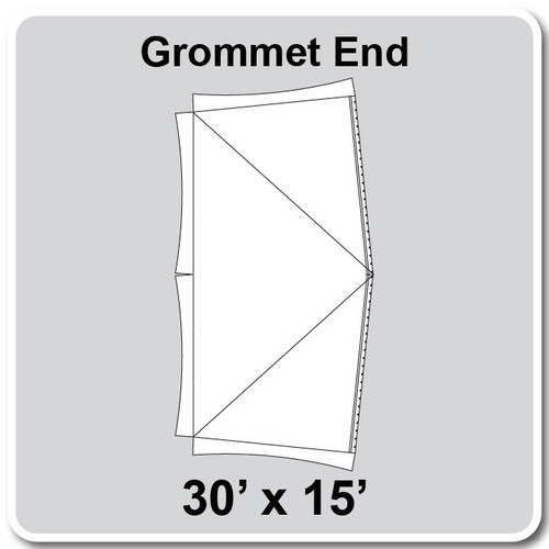 30' x 15' Master Series Frame Tent Grommet End, 16 oz. Ratchet Top, Solid White