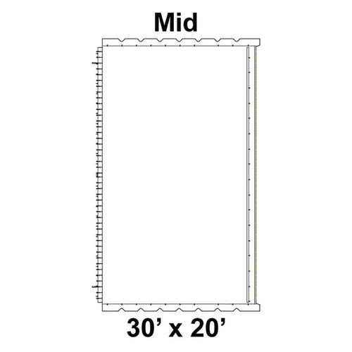 30' x 20' Classic Frame Tent Mid, 16 oz. Ratchet Top, Solid White