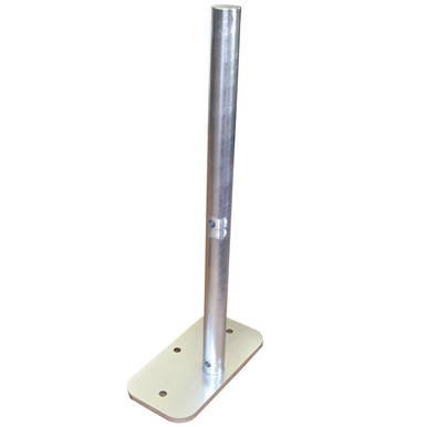 JackJaw Adjustable Base, metal adjustable bed base support with a vertical pole and rectangular mounting plate.