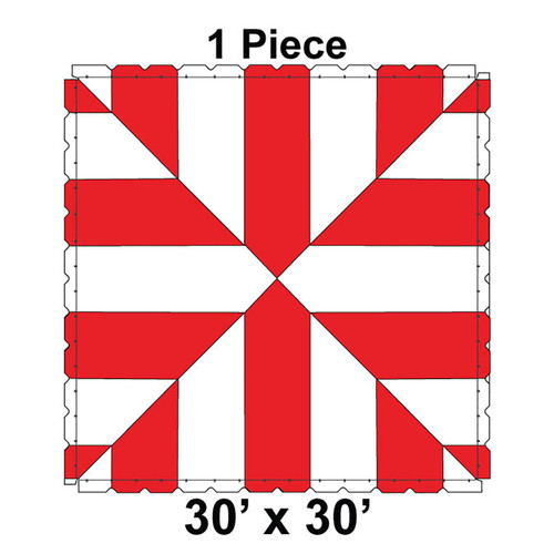 30' x 30' Classic Series Frame Tent, 1 Piece, 16 oz. Ratchet Top, White and Red 30' x 30' Classic Series Frame Tent, 1 Piece, 16 oz. Ratchet Top, White and Red