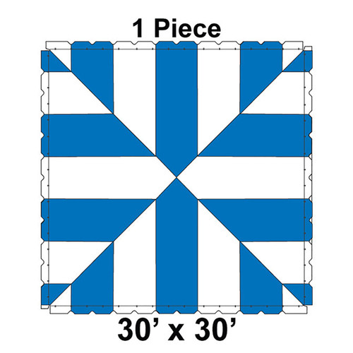 30' x 30' Classic Series Frame Tent, 1 Piece, 16 oz. Ratchet Top, White and Blue 30' x 30' Classic Series Frame Tent, 1 Piece, 16 oz. Ratchet Top, White and Blue