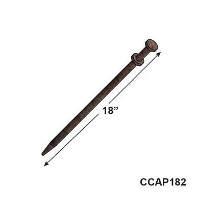 18" x 5/8" Double Head Stake, image showing a metal stake with a pointed end and a rounded head, used for landscaping or fencing support.