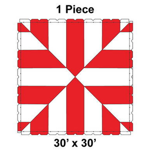 30' x 30' Classic Pole Tent, 1 Piece, 16 oz. Ratchet Top, White and Red-product-main_image -product-main_image