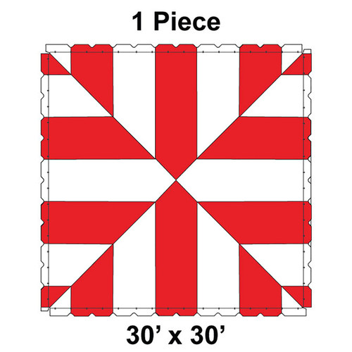 30' x 30' Classic Pole Tent, 1 Piece, 16 oz. Ratchet Top, White and Red