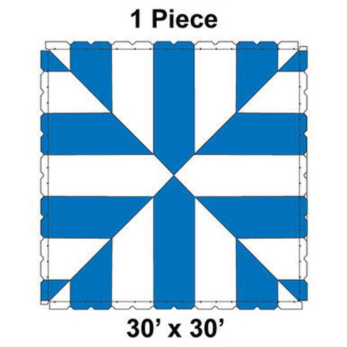 30' x 30' Classic Pole Tent, 1 Piece, 16 oz. Ratchet Top, White and Blue-product-main_image -product-main_image