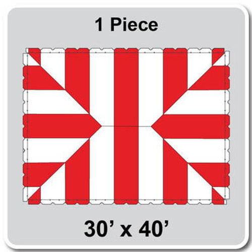 30' x 40' Classic Series Frame Tent, 1 Piece, 16 oz. Ratchet Top, White and Red-product-main_image -product-main_image