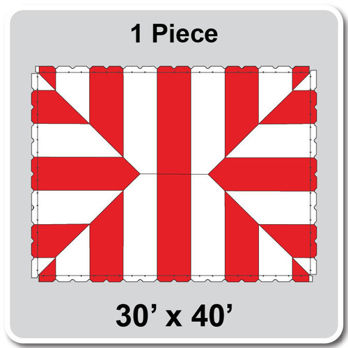 30' x 40' Classic Series Frame Tent, 1 Piece, 16 oz. Ratchet Top, White and Red-product-main_image -product-main_image