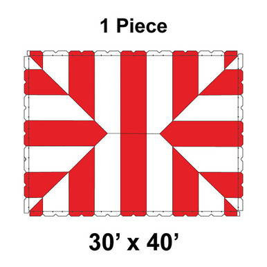 30' x 40' Classic Series Frame Tent, 1 Piece, 16 oz. Ratchet Top, White and Red, with red and white striped design and sturdy frame for event outdoor shelter.