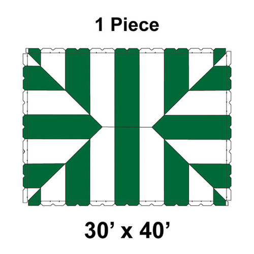 30' x 40' Classic Series Frame Tent, 1 Piece, 16 oz. Ratchet Top, White and Forest Green