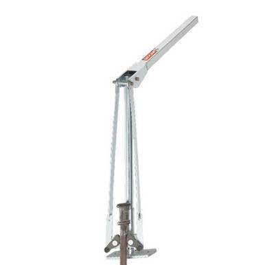 JackJaw 302 Stake Puller, a tool with a long handle and a chain mechanism designed for removing stakes from the ground.