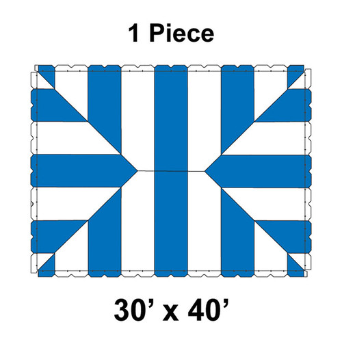 30' x 40' Classic Series Frame Tent, 1 Piece, 16 oz. Ratchet Top, White and Blue