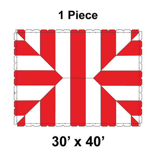 30' x 40' Classic Pole Tent, 1 Piece, 16 oz. Ratchet Top, White and Red