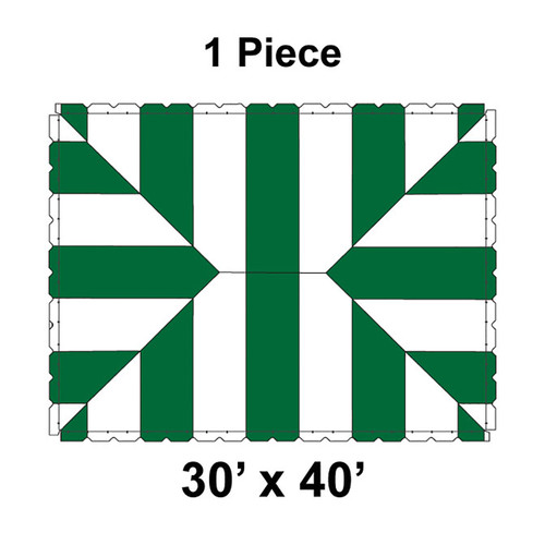 30' x 40' Classic Pole Tent, 1 Piece, 16 oz. Ratchet Top, White and Forest Green