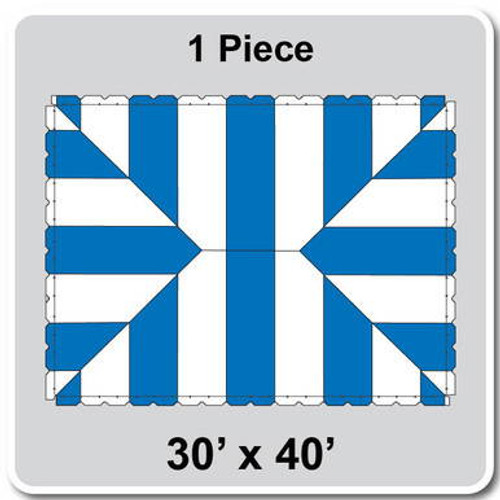 30' x 40' Classic Pole Tent, 1 Piece, 16 oz. Ratchet Top, White and Blue