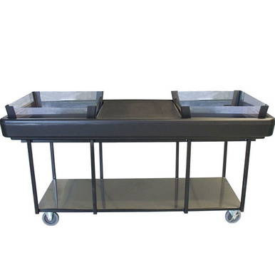 2/3 Depth Extension Kit for Black Fill 'N Chill Table, removal of the extension kit showing its placement on a catering/food service table.