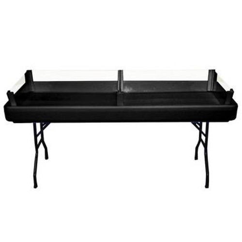 Black table depth extensions add an overall depth of 6.5\" to accommodate long-neck bottles.