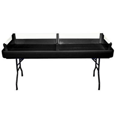 Black Little Chiller Extension, a black extendable table with side panels and foldable legs designed for cooling or chilling purposes.