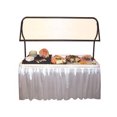 Little Chiller Sneezeguard, product display with cakes and pastries on a buffet table with sneeze guard.