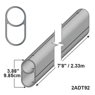 7'8" - Aluminum Double Tube, technical diagram showing the dimensions and structure of the aluminum double tube, with detailed measurements.