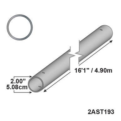 16'1" - Aluminum Single Tubing, detailed diagram showing dimensions of the aluminum tubing and end cap.