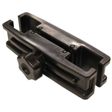 Fast Shade Leg Connector Clamp, black plastic adjustable clamp for connecting and securing shade legs.