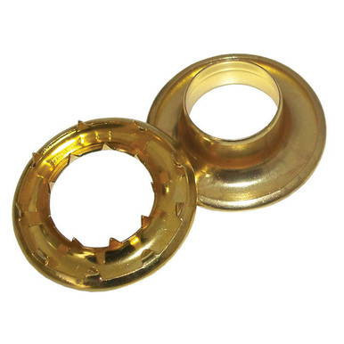 Grommet Kit, image of two yellow plastic grommets with circular shape and reinforced edges.