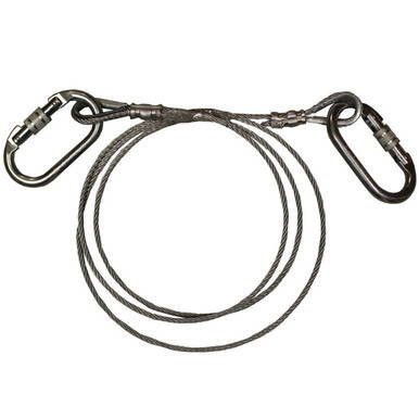 3/16 inch x 25 feet Frame Tent Cable with Carabiners, a durable steel cable with clip-on carabiners for securing tent frames.