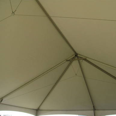 4 Point Cable Assembly for 40' Wide ETS Frame, interior view of the canopy's metal support structure and cable connections.