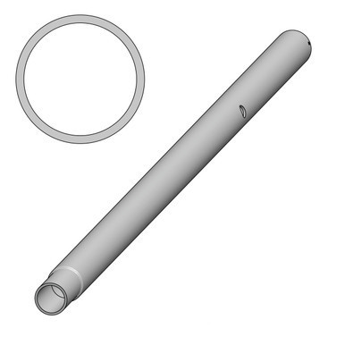 8' Heavy Duty Aluminum Pole Bottom, cylindrical aluminum pole with a circular top view and a small slot on the side for stability or attachment.