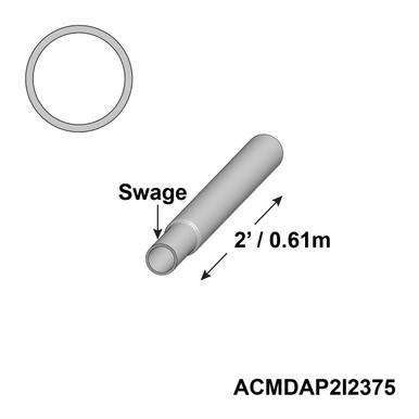 2' Medium Duty Aluminum Insert, cylindrical aluminum insert with swage and 2-foot length.