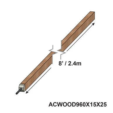 8' Wood Side Poles, image showing two long wooden fence posts with dimensions of 8 feet or 2.4 meters in length.