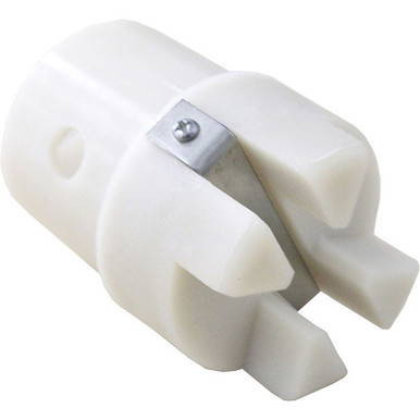 Center Mast Plastic Base, white plastic mast support with metal mounting bracket for stability and installation.
