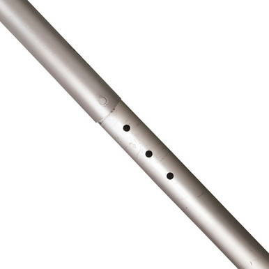 20' x 20' Pinnacle Mast Pole, close-up view of a metallic pole featuring holes for mounting or adjustments.