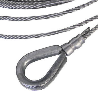20' x 30' Pinnacle Cables, industrial steel wire rope with secure loop and metal fitting for heavy-duty lifting or rigging applications.