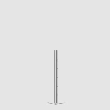 2' Adjustable Base Plate, vertical metal support with multiple holes for height adjustment and a flat base for stability.
