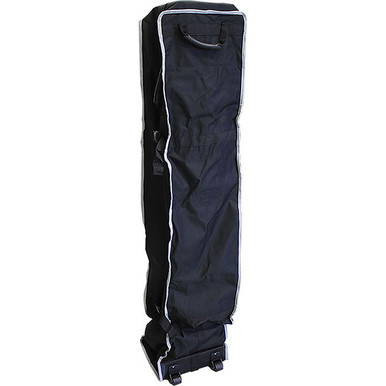 Roller Bag 10'x10' Fast Shade, a black and blue portable carrying case with wheels for easy transportation of the shade fabric.