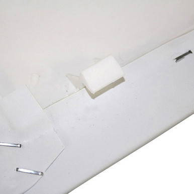 White Oxford Chair Pad, close-up image showing the foam padding and mounting hardware for installation.