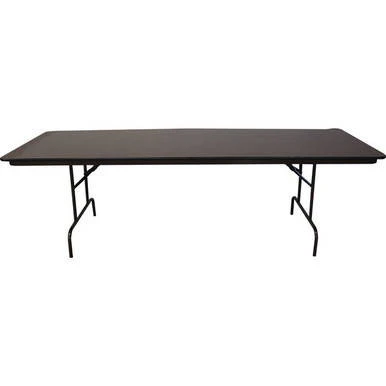 Celina Tent 8' Laminate Banquet Table, black rectangular folding table with metal foldable legs.