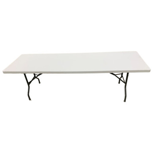 8\' x 30\" resin banquet table with blow-molded top and seats 10.