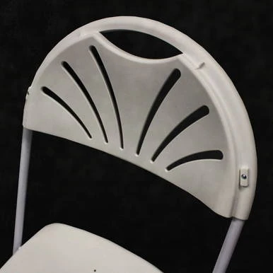 Bellbrook White Fan Back Chair, close-up view showing the fan-shaped slat design on the backrest.