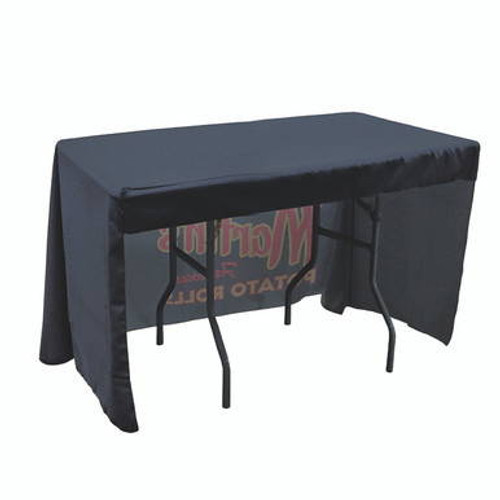 Back panel opening for chairs to be slid under without interfering with the table cover. Back panel opening for chairs to be slid under without interfering with the table cover.