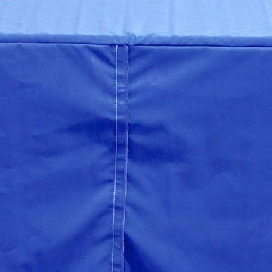 6' Easy Access Full Dye-Sublim product, close-up image of blue dye-sublimated fabric with stitched seam in the center.