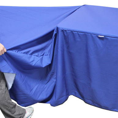 6'-8' Conv Full Dye-Sublimation Printing Tent, blue fabric being set up or adjusted.