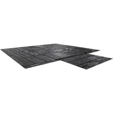 20' x 27' Lumber Tarp, 1 Flap, black heavy-duty tarp with reinforced edges and a flap for easy coverage and protection of lumber and building materials.