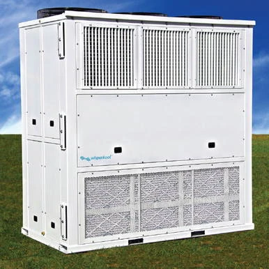 Wisperkool 30 Ton HVAC, industrial air conditioning unit outside on a grassy field under a clear sky.