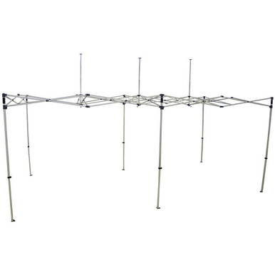 10'x20' Steel Folding Frame, portable outdoor folding tent frame with metal legs and adjustable height for events or markets.